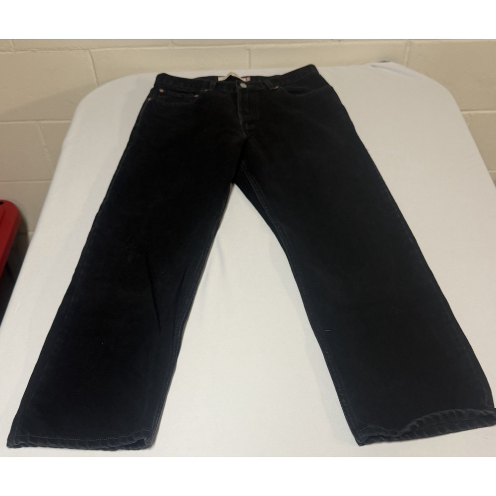 Vintage Y2K Levis 505 Jeans Mens 34x30 Black Straight Leg Regular Fit Denim EUC